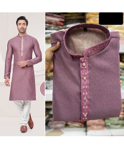 Collection de vêtements ethniques de qualité supérieure Jacquard en soie lourde avec broderie lourde Vêtements pour hommes Kurtis avec ensemble de pyjama en coton Raymond - Product Image 1