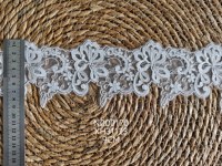 Dentelle florale en guipure blanche transparente, broderie cordonnée, tricot écologique, bord festonné 9 cm, pour robe de mariée et textile de maison