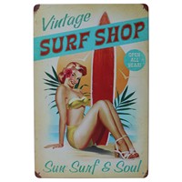 Surf Shop Sign Supplies Surfboard Rentals Shop Gift Surfers Paradise North Shore Beach Coastal Decor Panneau en métal de qualité 8x12inch