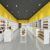 Maßgefertigte Umweltfreundliche Leicht zu Reinigende Hellgelb-Weiße Glas-LED-Parfüm-Vitrine für Hochwertige Einzelhandelsgeschäfte