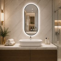 Miroir de salle de bain intelligent à LED avec cadre en métal doré, design minimaliste moderne, à fixer au mur