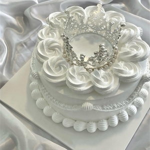Accesorio de Corona de Perlas para Bodas, Serie DIY, 8/10 Pulgadas, Rosa Blanca Pura Simulada, Modelo de Pastel de Crema, Artículos Promocionales para Fiestas - Product Image 4