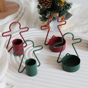 Heimdekoration Zierleinheit Weihnachts-Leibkuchen mannförmig Metallteppich Eisenkerzenständer Halter für Teelichter und Säulenkerze - Product Image 2