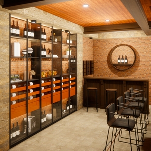 Hiện đại rượu vang phong cách bằng gỗ rượu vang tủ trưng bày tùy chỉnh kính Whisky giá cho rượu vang lưu trữ hầm - Product Image 3