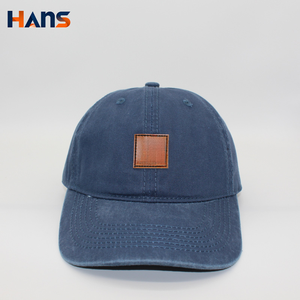 Gorra de Béisbol Hans de Sarga de Algodón con Parche de Cuero Suave, Visera Curva, Etiquetas Personalizadas, Regalo Corporativo - Product Image 1