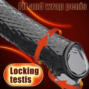 Masculino Penis Extender Manga Preservativo Silicone Dildo Flesh Underwear Camisinha Reutilizável Maca e Bola Com Cinto Penis Sleeve - Product Image 5