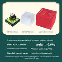 Calendrier de bureau créatif 3D en forme de panda, en papier découpé à la main, avec notes adhésives, cadeau culturel