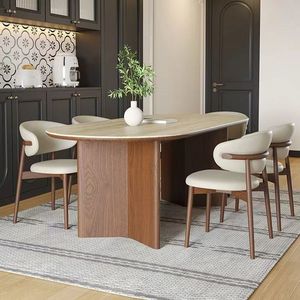 Juego de Mesa de Comedor Redonda de Madera Maciza de Nogal Moderno, Extensible y Convertible, con 8 Sillas para Restaurante, Hogar y <span class=keywords><strong>Cena</strong></span> - Product Image 3