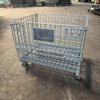 Conteneurs et cages de stockage pliables, durables et empilables en fil d'acier galvanisé pour le stockage en entrepôt