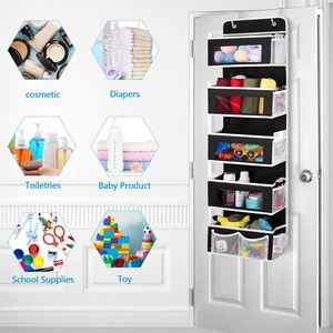 Linen Hanging Organizers Closet Cabinet Over Door Hanging Organizer with 5 Pockets and Labels for Sundries - Product Image 4