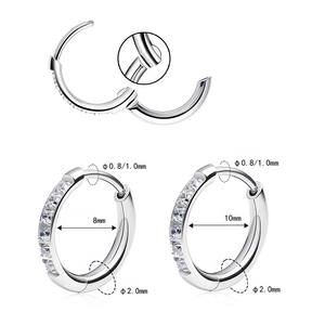 उच्च गुणवत्ता वाले एस्टम f136 टाइटेनियम छोटे होप्स इयररिंग्स के साथ क्यूबिक ज़िरकोनिया कान हुगी उपास्थि हेलिक्स ट्रेमस कान गहने महिलाएं - Product Image 2