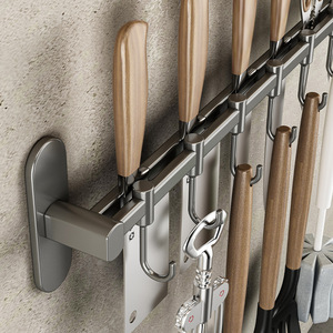 Stainless Steel Wall Mounted <b>Hooks</b> Adjustable <b>Kitchen</b> Storage Rack For Spatula Spoon Knife Holder Minimalist Design - Product Image 2
