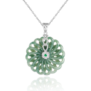 Collar con colgante de plata S925 con jadeíta natural de grado A, amuleto de la paz, para hombre y mujer - Product Image 2