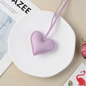 Multiple Color PU Leather Love Heart Leather Tags Embossesd Hang Bag Pendant Key RIng Accessories <b>Ornament</b> Wristlet Bag Charms - Product Image 6