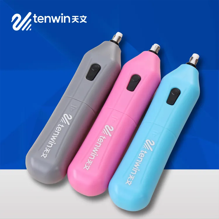 Tenwin8301新しいスタイルのスケッチは、新学期のプロモーションステーション用に操作されたプラスチック鉛筆電気消しゴムバッテリーを強調しています