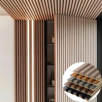 Tableros decorativos Cuadrados Negro Oro Rejilla de techo Wpc Paneles estriados Listón Madera Pvc Wpc Paneles de pared Interior con Led