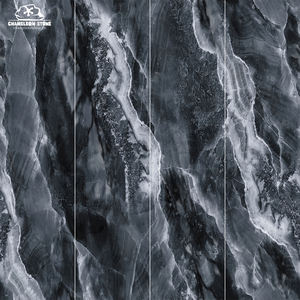 แผ่นผนังกระเบื้องหินสำหรับห้องนั่งเล่นห้องนอนหรือห้องโถงหินเทียมพอร์ซเลนหินอ่อนสีดำอำพันหยก - Product Image 2