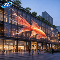 Écran LED en maille résistant au vent, lisible en plein soleil 4K, haute transmission, ultra-léger, IP68, pour mur-rideau commercial