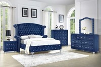 Ensemble de lit en velours rose, meubles classiques, vente en gros, ensemble de chambre à coucher très vendu, lit king-size en bois moderne de haute qualité et pas cher, SH-06016PK