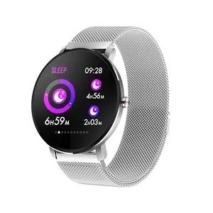 2020超薄设计IP68防水K9智能手环，带心率血氧SmartWatch不锈钢表带运动智能手表