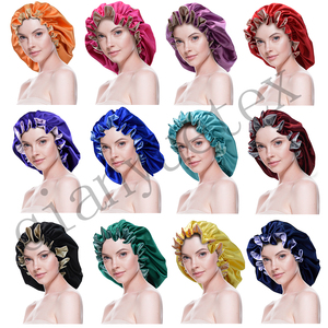 <span class=keywords><strong>Bonnet</strong></span> en satin de soie double couche personnalisé avec LOGO, 40 couleurs, bonnets de nuit réversibles pour dormir - Product Image 1