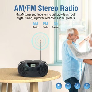 Lecteur CD portable d'usine, système audio stéréo sans fil avec connexion Bluetooth, lecteur CD-RW, MP3, USB, écran LCD et radio AM/FM - Product Image 2
