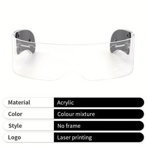OEM Glow in the Dark <b>Glasses</b> Cool Design LED Light Flashing Cyberpunk Party Wear <b>Glass</b> for Wedding - Product Image 4