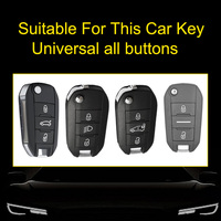 Innofit PUB1 Coque de protection de clé de voiture bouton transparent en TPU pour Peugeot 508 Dongfeng Citroen Sega C4 universel