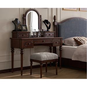 Meja rias kayu padat Vintage, mewah tahan lama dengan cermin berdiri multifungsi untuk kamar tidur dan kamar mandi - Product Image 1
