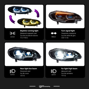 Adatto per gruppo fari <span class=keywords><strong>BMW</strong></span> <span class=keywords><strong>X6</strong></span> E71 dal 2008 al 2014, modificato con nuove lenti LED a doppio colore a forma di cucchiaio con effetto occhio dorato. - Product Image 3