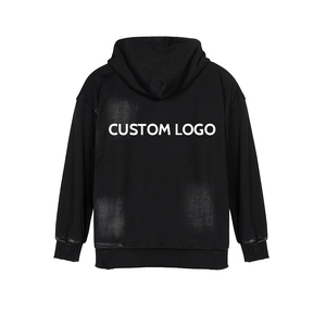 เสื้อฮู้ดดี้ซิปแบบสั่งทำ OEM ผ้าฝ้าย 100% ทรงโอเวอร์ไซส์ สไตล์วินเทจ สตรีทแวร์ ล้างสีแบบแอซิดวอช สำหรับผู้ชาย - Product Image 2