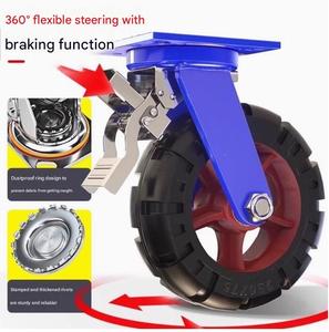 6/8/10/12 inch Heavy-duty swivel <b>wheels</b>, rubber <b>casters</b>, iron core <b>wheels</b>, 1-2 ton load capacity handcart <b>wheels</b> industry <b>caster</b> - Product Image 4