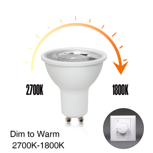 หลอดไฟ LED หรี่แสงได้ GU10 แบบสองขา แสงวอร์มไวท์ 2700K ถึง 1800K สำหรับไฟส่องภายในอาคาร - Product Image 1