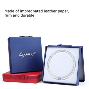 <b>Square</b> <b>Large</b> Bow Pearl Necklace Jewelry Box <b>Set</b> Packaging Cardboard Pearl Necklace Jewelry Gift Box for Mother's Day Gift - Product Image 6