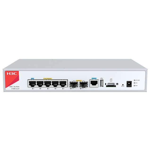 Network Firewall F100-C-A1 H3C 10 Gigabit Electrical Ports 2 Gigabit Optical Ports Wired Wireless VPN Support 500 Simultaneous