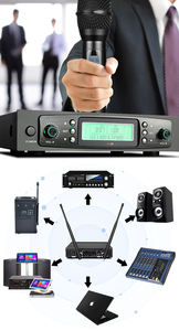 Système de microphone dynamique professionnel de haute qualité pour karaoké, microphone portable longue portée, micro-cravate UHF en métal et plastique - Product Image 4