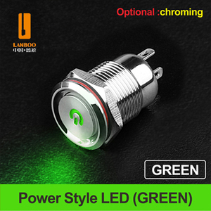 Lanjoo simbol listrik 12mm sakelar tombol tekan Mini. Menempel/sesaat. LED merah, hijau, biru, kuning, putih. Tegangan 5-24v - Product Image 2