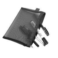 Sac cosmétique en nylon noir avec poignée souple, pochette zippée pliable, mini organisateur de maquillage multifonctionnel pour le rangement quotidien