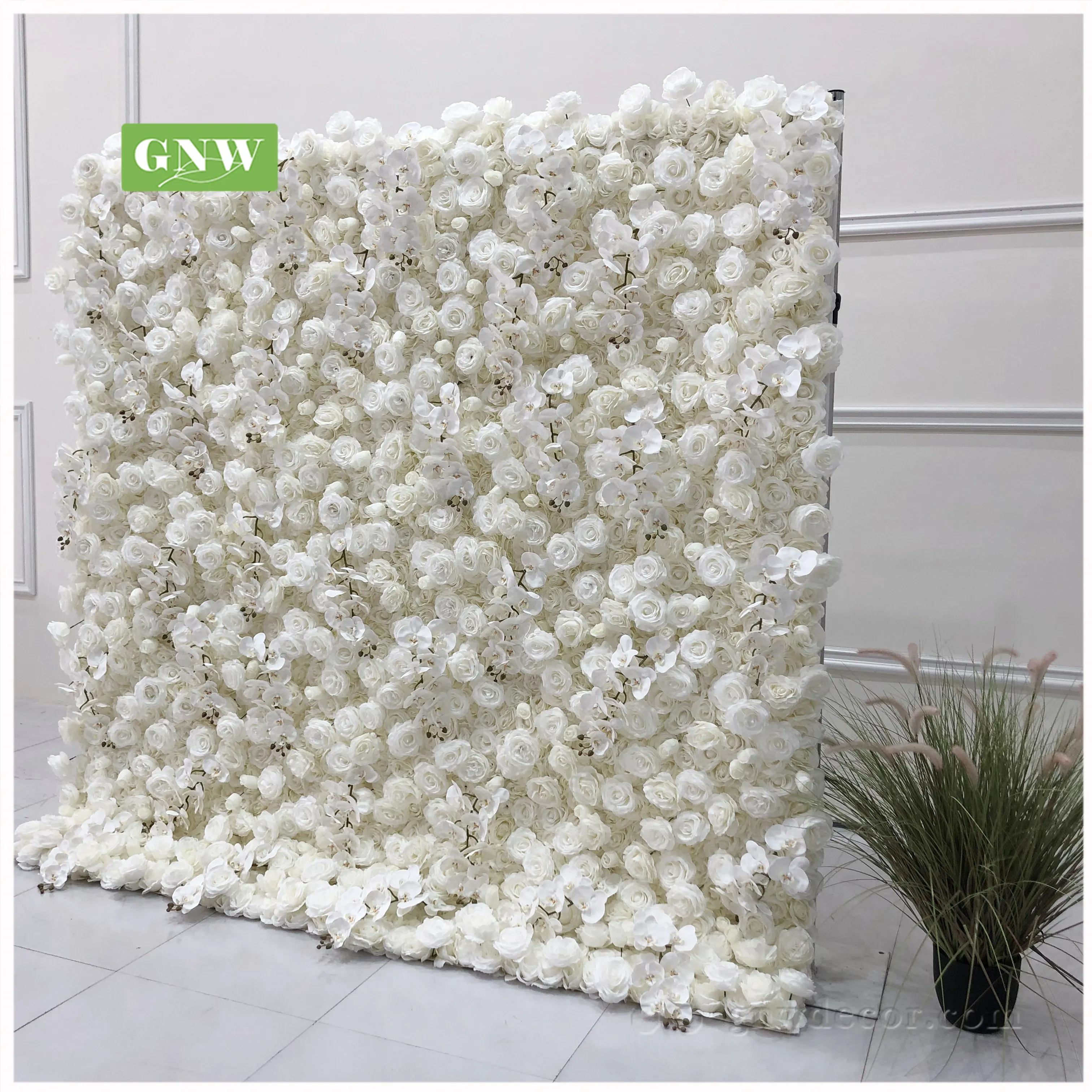 GNW artificial flower Decor White Rose And Hydrangea For Wedding Stage backdrop Wedding Decor Flower wall Artificial Panel