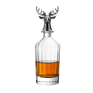 Carafe à <span class=keywords><strong>whisky</strong></span> en verre côtelé <span class=keywords><strong>de</strong></span> luxe sans plomb, faite à la main, 28 oz, <span class=keywords><strong>avec</strong></span> bouchon élégant en forme <span class=keywords><strong>de</strong></span> tête <span class=keywords><strong>de</strong></span> <span class=keywords><strong>cerf</strong></span> – Bouteille créative en forme <span class=keywords><strong>de</strong></span> tête <span class=keywords><strong>de</strong></span> <span class=keywords><strong>cerf</strong></span> pour vin et spiritueux - Product Image 3