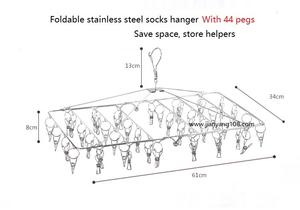 Hot Sales Square Shape 44 <strong>Clips</strong> Clothes Stocks <strong>Hanger</strong> and Folding Stainless Steel Socks <strong>Hanger</strong> Peg and Drying Rack - Product Image 3