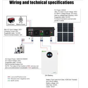 Convertisseur solaire hors réseau <span class=keywords><strong>2200VA</strong></span> 1800W Sumry Onde sinusoïdale pure Contrôleur MPPT Batterie au lithium Système d'alimentation électrique domestique - Product Image 5