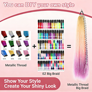 Extensions synthétiques scintillantes <span class=keywords><strong>de</strong></span> 24 pouces, légères, lisses, métalliques, effet tinsel, pour <span class=keywords><strong>queue</strong></span> <span class=keywords><strong>de</strong></span> <span class=keywords><strong>cheval</strong></span>, mèches et tresses, choix doux - Product Image 3