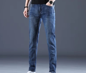 Jeans da <span class=keywords><strong>Uomo</strong></span> Personalizzati a Gamba Dritta <span class=keywords><strong>Pantaloni</strong></span> Casual in Denim Elasticizzato Taglie Forti - Product Image 6