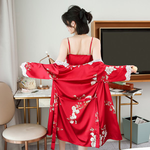 Pijamas de pareja Falda con <span class=keywords><strong>tirantes</strong></span> femenina Camisón Cierre de cintura elástica Tejido térmico para servicio doméstico Uso de Primavera/Verano - Product Image 6