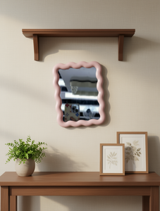 Specchio decorativo con cornice ondulata, forma irregolare, design moderno in plastica per decorazioni murali domestiche, 1 pezzo - Product Image 2