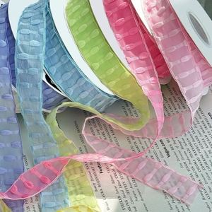 Ruban en gaze bulle 100 % polyester, 2,5 cm x 10 yards, écologique, simple face, pour logo, DIY, vêtements, chapeaux, décoration, accessoires en dentelle - Product Image 2