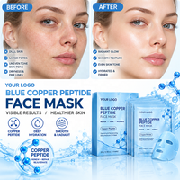 Masque facial en feuille de collagène coréen au peptide de cuivre bleu GHK-Cu, marque privée OEM ODM, anti-âge, hydratant, raffermissant, soin de la peau