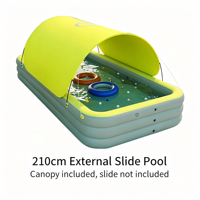 Piscine gonflable en PVC avec auvent familial, portable, rectangulaire, grande, pour l'extérieur, avec toboggan, pour enfants et adultes, double couche 3 couches