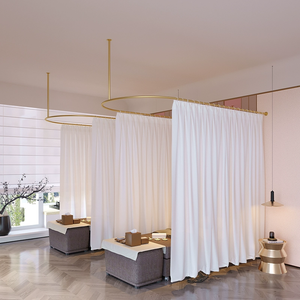 Màn ngăn cách hình chữ U bằng sắt nghệ thuật cho salon làm đẹp, khung đỡ salon, rèm ngăn phòng làm đẹp có ray trượt - Product Image 5